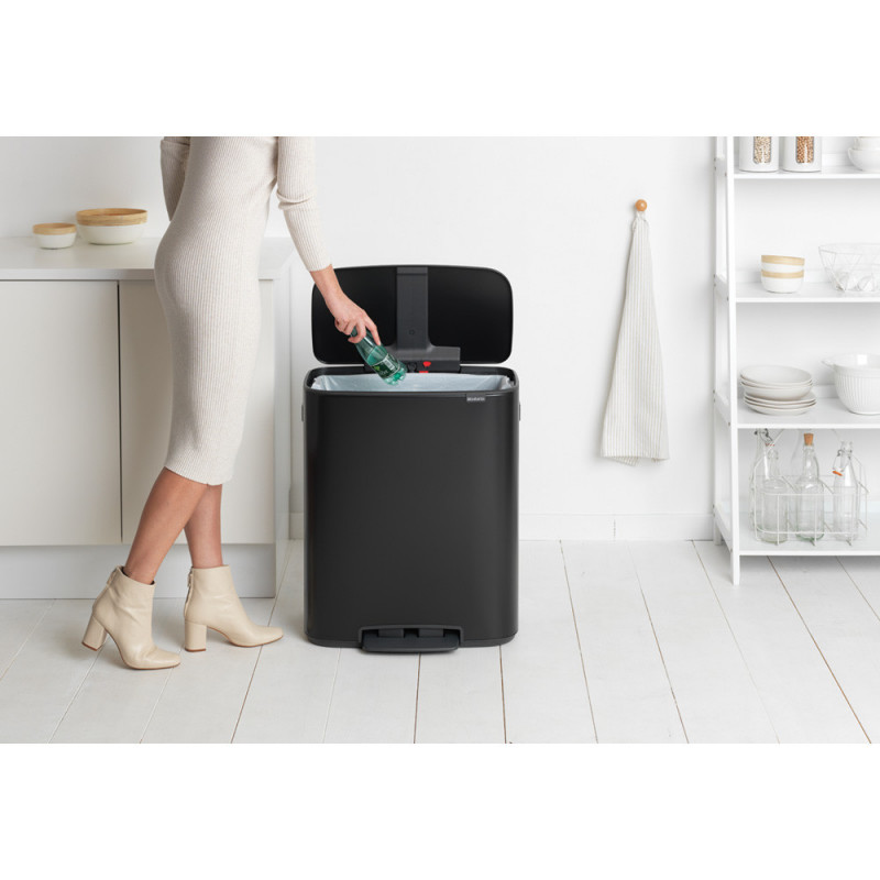 Кош за боклук Brabantia Bo Pedal 1003185, 60 л, Леко затваряне, Противоплъзгаща основа, Черен