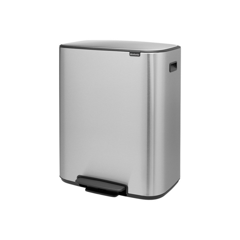Кош за боклук Brabantia Bo Pedal 1003186, 60 л, Леко затваряне, Противоплъзгаща основа, Устойчив на пръстови отпечатъци, Инокс/Мат