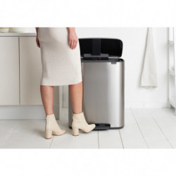 Кош за боклук Brabantia Bo Pedal 1003186, 60 л, Леко затваряне, Противоплъзгаща основа, Устойчив на пръстови отпечатъци, Инокс/Мат