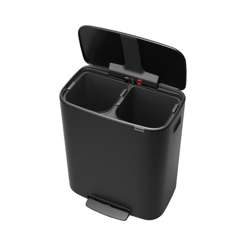 Кош за боклук Brabantia Bo Pedal 1003191, 2x30 л, Плавно затваряне, Противоплъзгаща основа, Черен