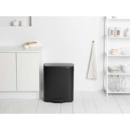 Кош за боклук Brabantia Bo Pedal 1003191, 2x30 л, Плавно затваряне, Противоплъзгаща основа, Черен