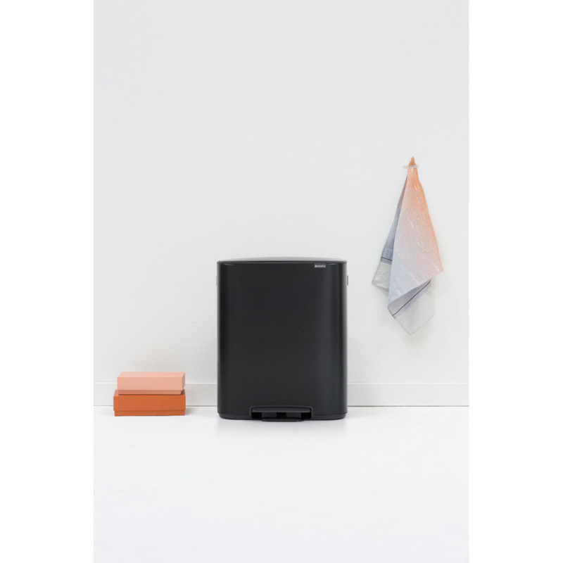 Кош за боклук Brabantia Bo Pedal 1003191, 2x30 л, Плавно затваряне, Противоплъзгаща основа, Черен
