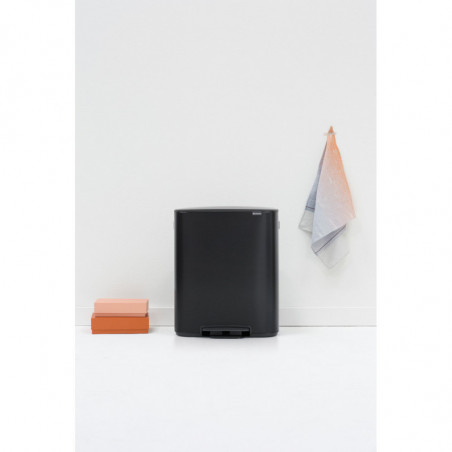 Кош за боклук Brabantia Bo Pedal 1003191, 2x30 л, Плавно затваряне, Противоплъзгаща основа, Черен