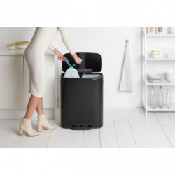 Кош за боклук Brabantia Bo Pedal 1003191, 2x30 л, Плавно затваряне, Противоплъзгаща основа, Черен