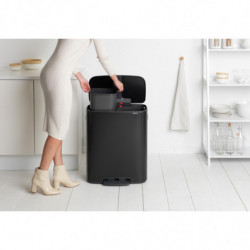 Кош за боклук Brabantia Bo Pedal 1003191, 2x30 л, Плавно затваряне, Противоплъзгаща основа, Черен