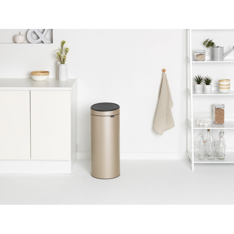 Кош за боклук Brabantia Touch Bin New 1003221, 30 л, Безшумно и плавно затваряне, Златен металик