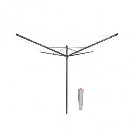 Външен простор Brabantia Lift-O-Matic 1003464, 50 м, Регулируема височина, Метален шиш за вкопаване, Резистентен на корозия, Черен