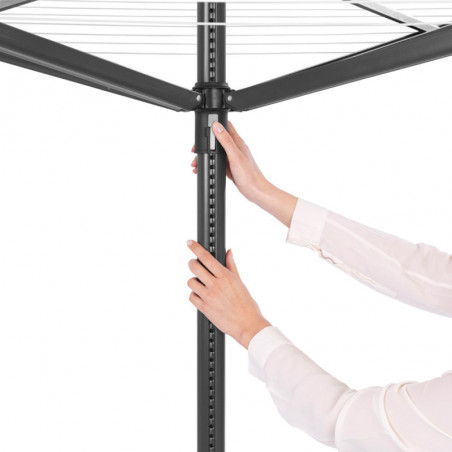 Външен простор Brabantia Lift-O-Matic 1003464, 50 м, Регулируема височина, Метален шиш за вкопаване, Резистентен на корозия, Черен