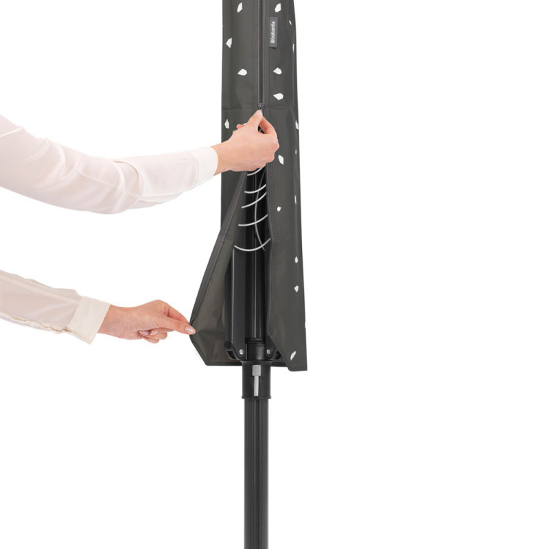 Външен простор Brabantia Lift-O-Matic 1003464, 50 м, Регулируема височина, Метален шиш за вкопаване, Резистентен на корозия, Черен