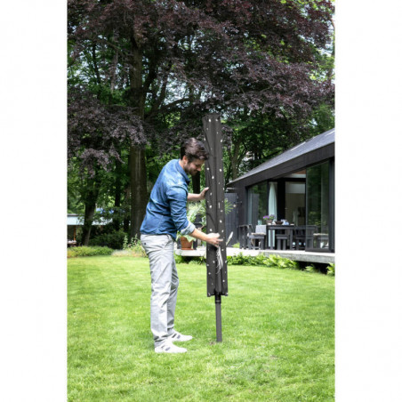 Външен простор Brabantia Lift-O-Matic 1003467, 50 м, Регулируема височина, Метален шиш за вкопаване, Калъф, Торба с щипки, Резистентен на корозия, Черен
