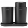 Комплект аксесоари за баня Brabantia ReNew 1003491, 3 части, 250 мл, Устойчиви на корозия, Тъмносив