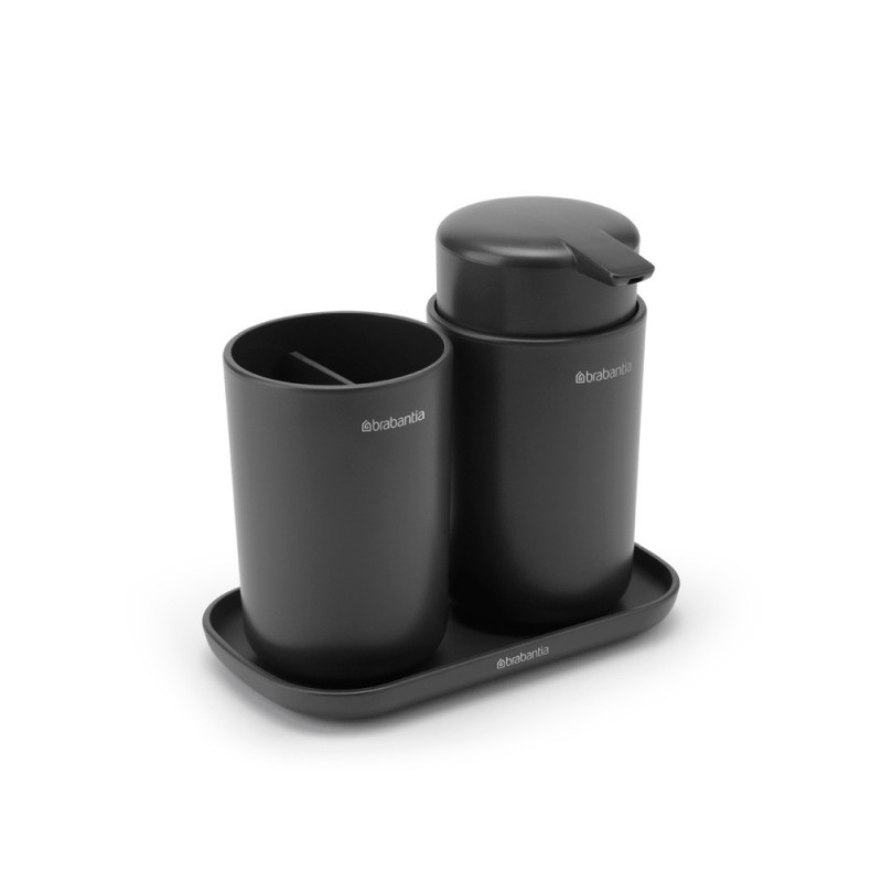 Комплект аксесоари за баня Brabantia ReNew 1003491, 3 части, 250 мл, Устойчиви на корозия, Тъмносив