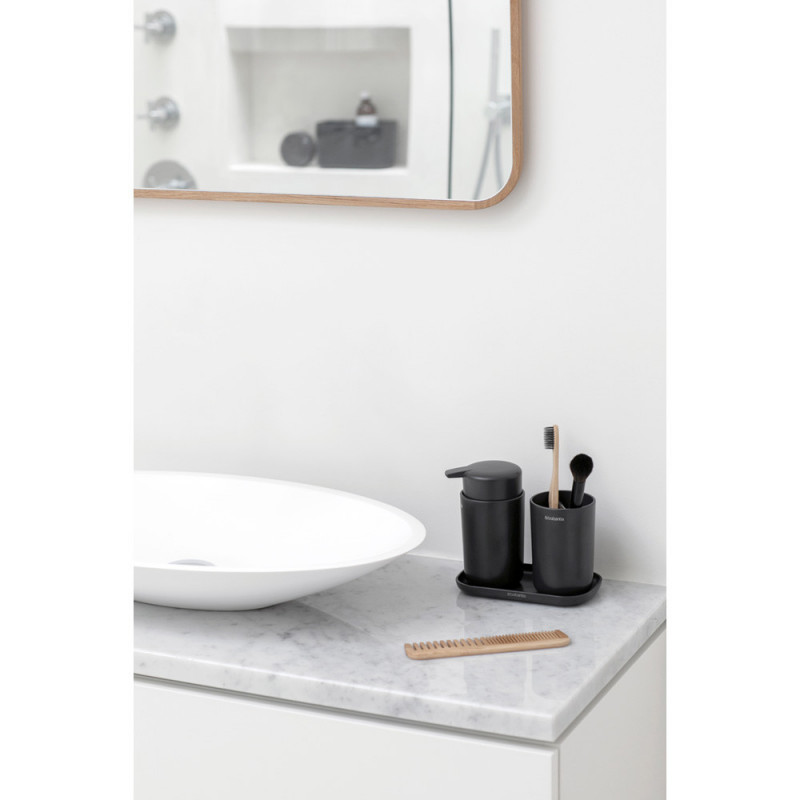 Комплект аксесоари за баня Brabantia ReNew 1003491, 3 части, 250 мл, Устойчиви на корозия, Тъмносив