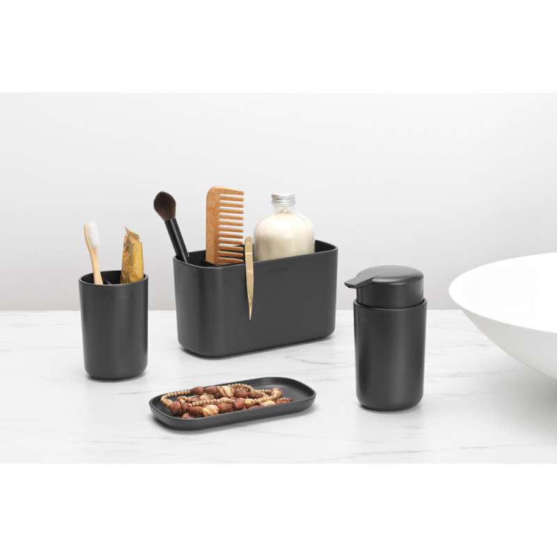 Комплект аксесоари за баня Brabantia ReNew 1003491, 3 части, 250 мл, Устойчиви на корозия, Тъмносив