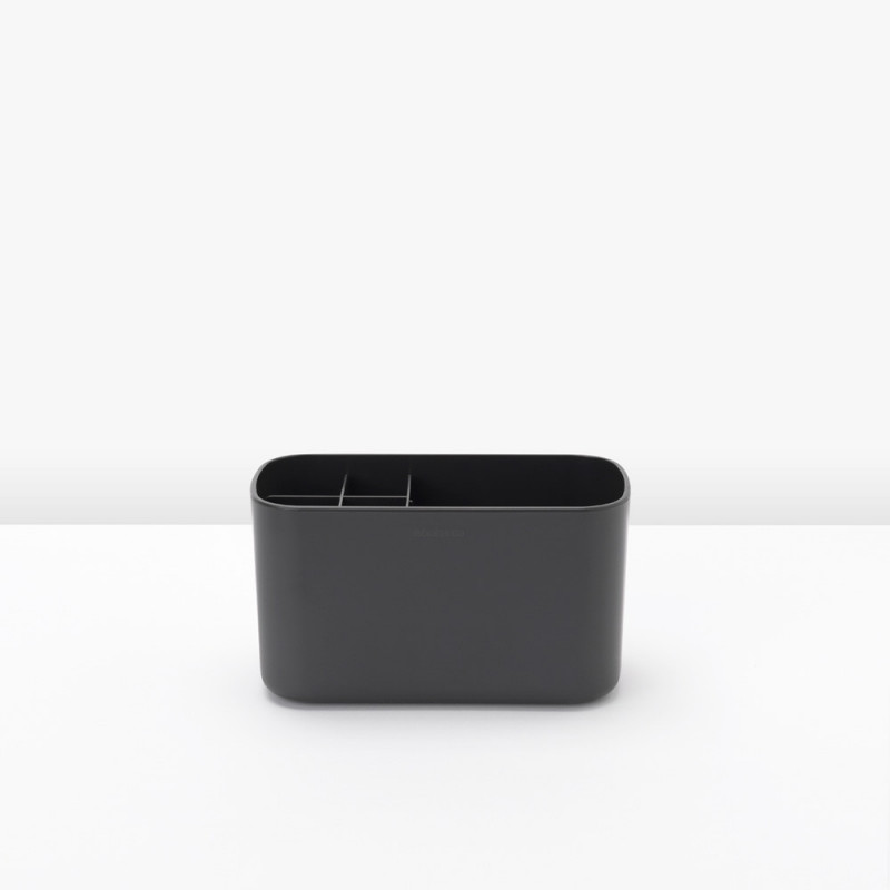 Кутия за аксесоари за баня Brabantia ReNew 1003493, Устойчива на корозия, Вътрешен разделител, Противоплъзгаща основа, Тъмносив