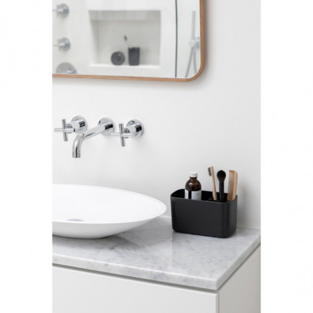 Кутия за аксесоари за баня Brabantia ReNew 1003493, Устойчива на корозия, Вътрешен разделител, Противоплъзгаща основа, Тъмносив