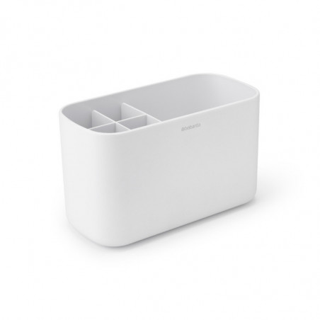 Кутия за аксесоари за баня Brabantia ReNew 1003494, Устойчива на корозия, Вътрешен разделител, Противоплъзгаща основа, Бял