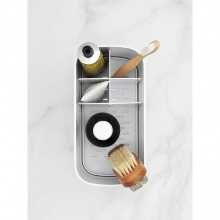 Кутия за аксесоари за баня Brabantia ReNew 1003494, Устойчива на корозия, Вътрешен разделител, Противоплъзгаща основа, Бял