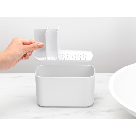 Кутия за аксесоари за баня Brabantia ReNew 1003494, Устойчива на корозия, Вътрешен разделител, Противоплъзгаща основа, Бял