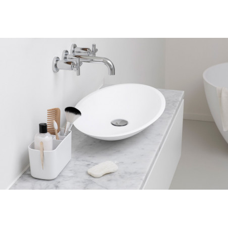 Кутия за аксесоари за баня Brabantia ReNew 1003494, Устойчива на корозия, Вътрешен разделител, Противоплъзгаща основа, Бял