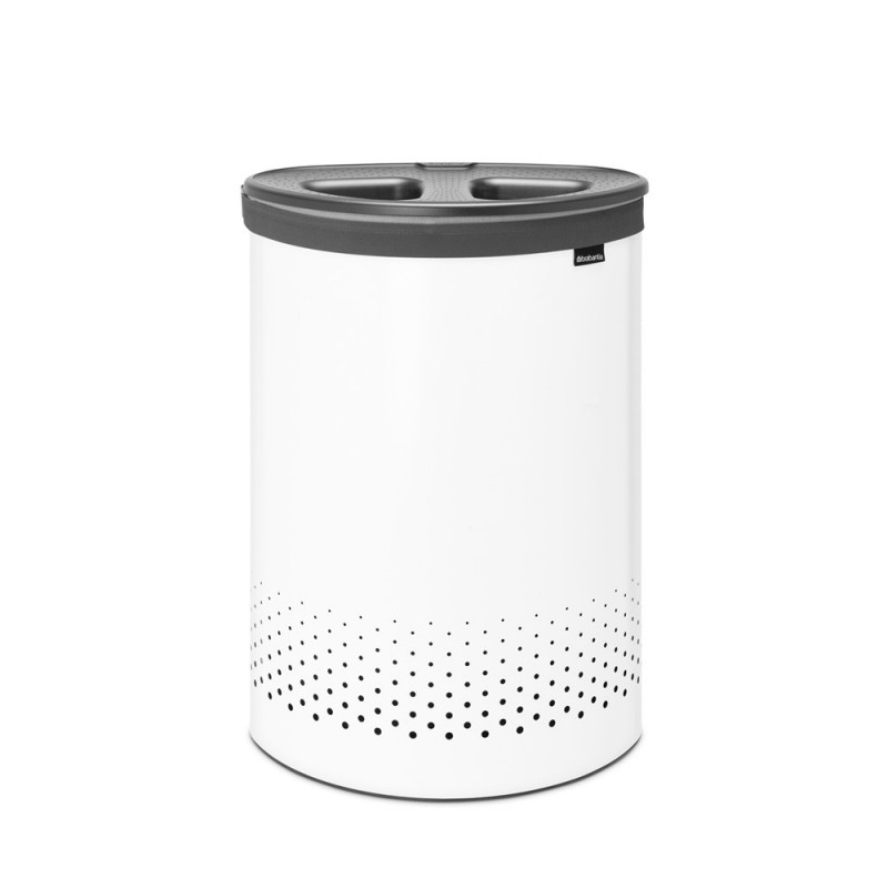 Кош за пране Brabantia Selector 1003787, 55 л, 2 отделения, Вентилационни отвори, Пълнене без отваряне, Бял