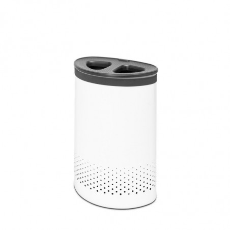 Кош за пране Brabantia Selector 1003787, 55 л, 2 отделения, Вентилационни отвори, Пълнене без отваряне, Бял