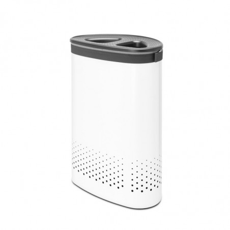 Кош за пране Brabantia Selector 1003787, 55 л, 2 отделения, Вентилационни отвори, Пълнене без отваряне, Бял