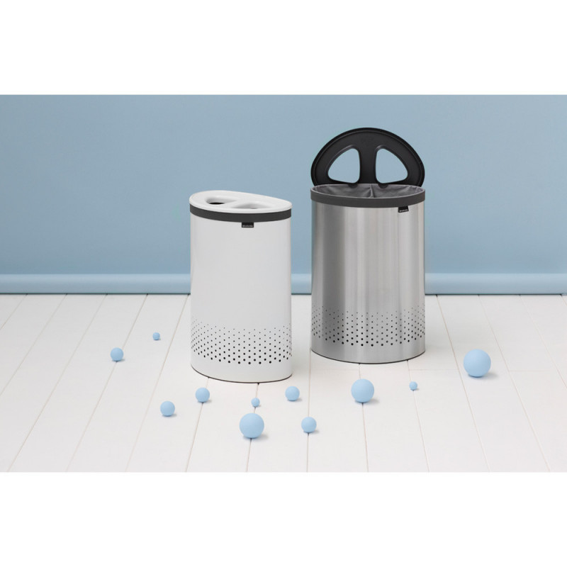 Кош за пране Brabantia Selector 1003787, 55 л, 2 отделения, Вентилационни отвори, Пълнене без отваряне, Бял