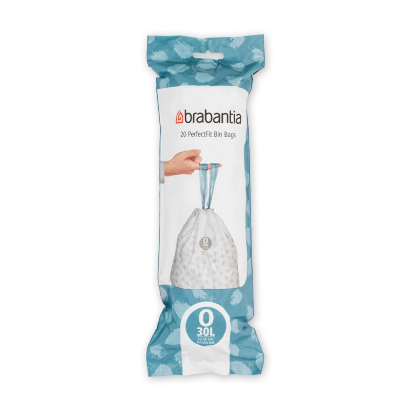 Торбички за кош Brabantia PerfectFit FlatBack+/Bo 1004144, Размер O, 30 л, 20 броя, Бял