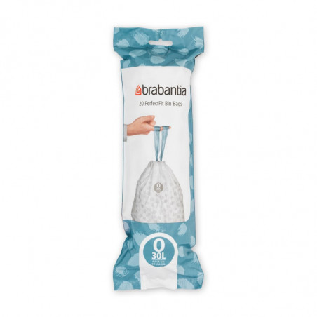 Торбички за кош Brabantia PerfectFit FlatBack+/Bo 1004144, Размер O, 30 л, 20 броя, Бял