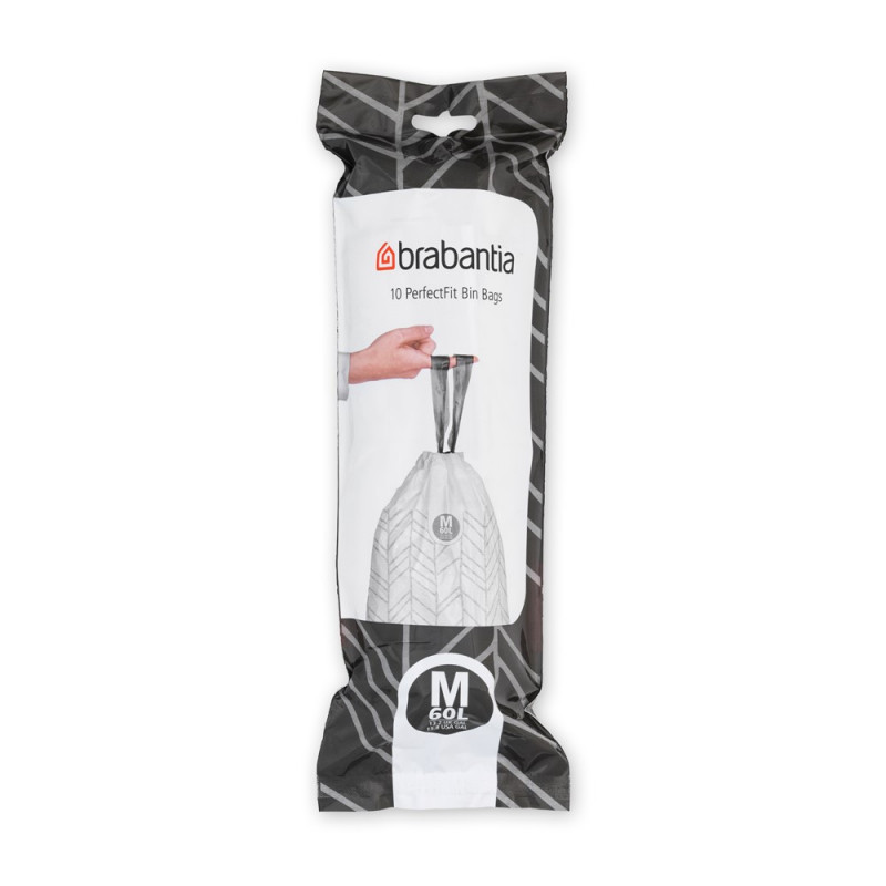 Торбички за кош Brabantia PerfectFit Bo 1004145, Размер M, 60 л, 10 броя, Бял