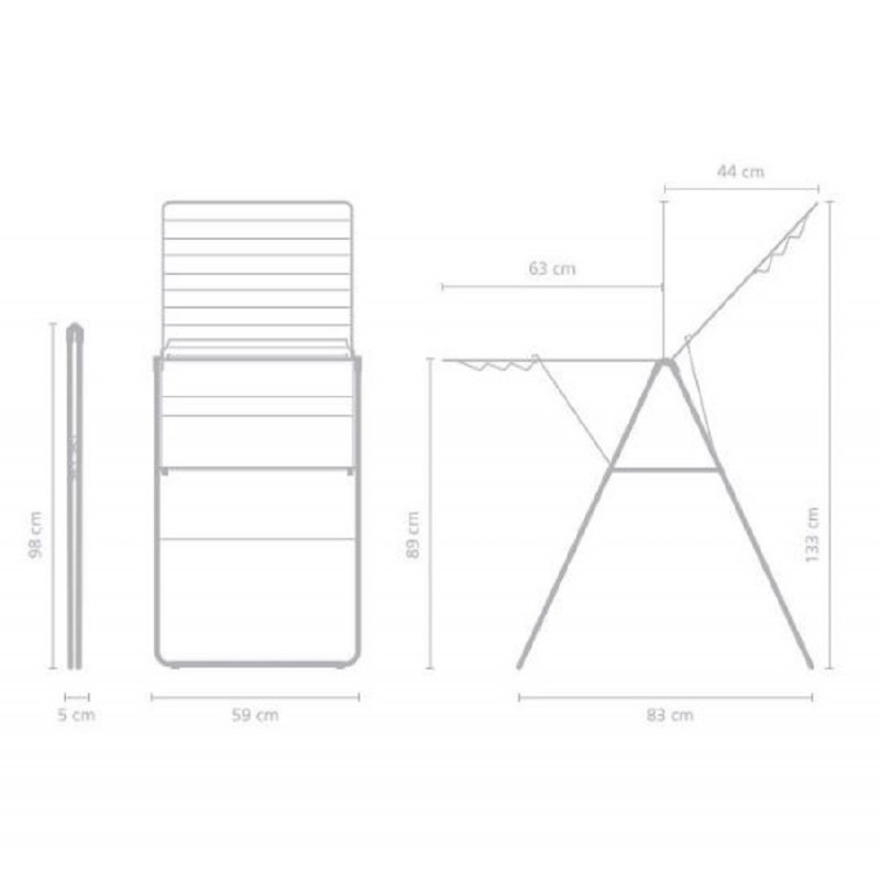 Сушилник за дрехи Brabantia Hangon 1004164, 20 м, 6 закачалки, Регулируем, Заключване за деца, Бял