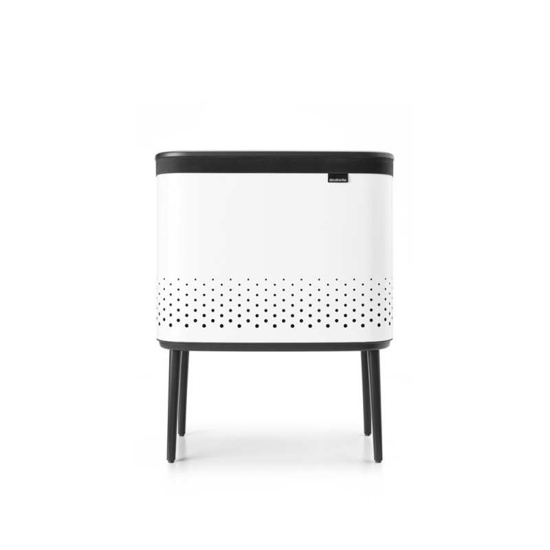 Кош за пране Brabantia Bo 1004174, 60 л, Пълнене без отваряне, Вентилационни отвори, Регулируеми крачета, Бял