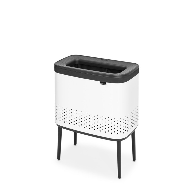 Кош за пране Brabantia Bo 1004174, 60 л, Пълнене без отваряне, Вентилационни отвори, Регулируеми крачета, Бял
