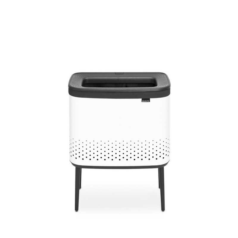 Кош за пране Brabantia Bo 1004174, 60 л, Пълнене без отваряне, Вентилационни отвори, Регулируеми крачета, Бял