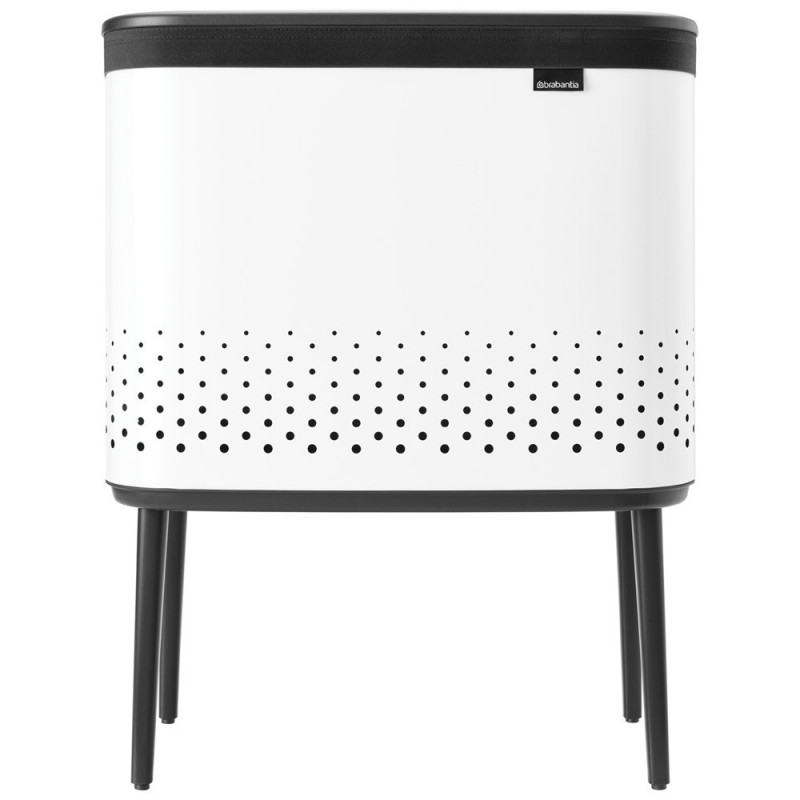 Кош за пране Brabantia Bo 1004174, 60 л, Пълнене без отваряне, Вентилационни отвори, Регулируеми крачета, Бял