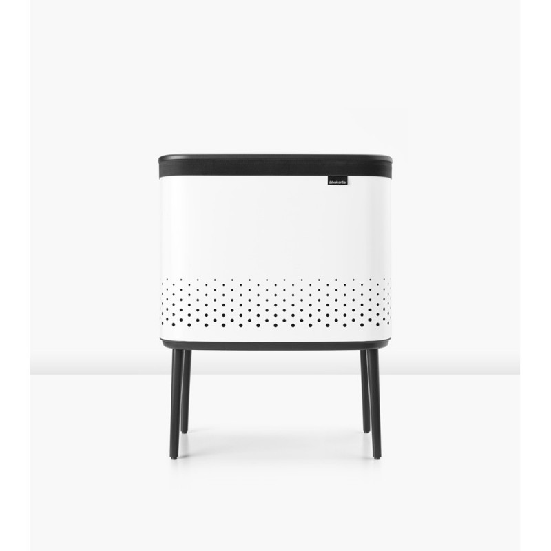 Кош за пране Brabantia Bo 1004174, 60 л, Пълнене без отваряне, Вентилационни отвори, Регулируеми крачета, Бял