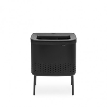 Кош за пране Brabantia Bo 1004175, 60 л, Пълнене без отваряне, Вентилационни отвори, Регулируеми крачета, Черен