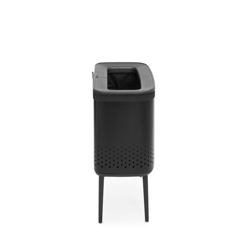 Кош за пране Brabantia Bo 1004175, 60 л, Пълнене без отваряне, Вентилационни отвори, Регулируеми крачета, Черен
