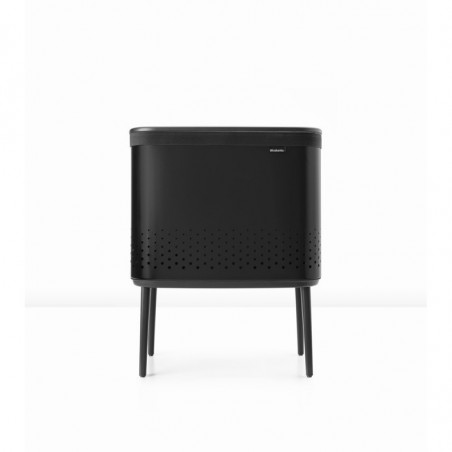 Кош за пране Brabantia Bo 1004175, 60 л, Пълнене без отваряне, Вентилационни отвори, Регулируеми крачета, Черен