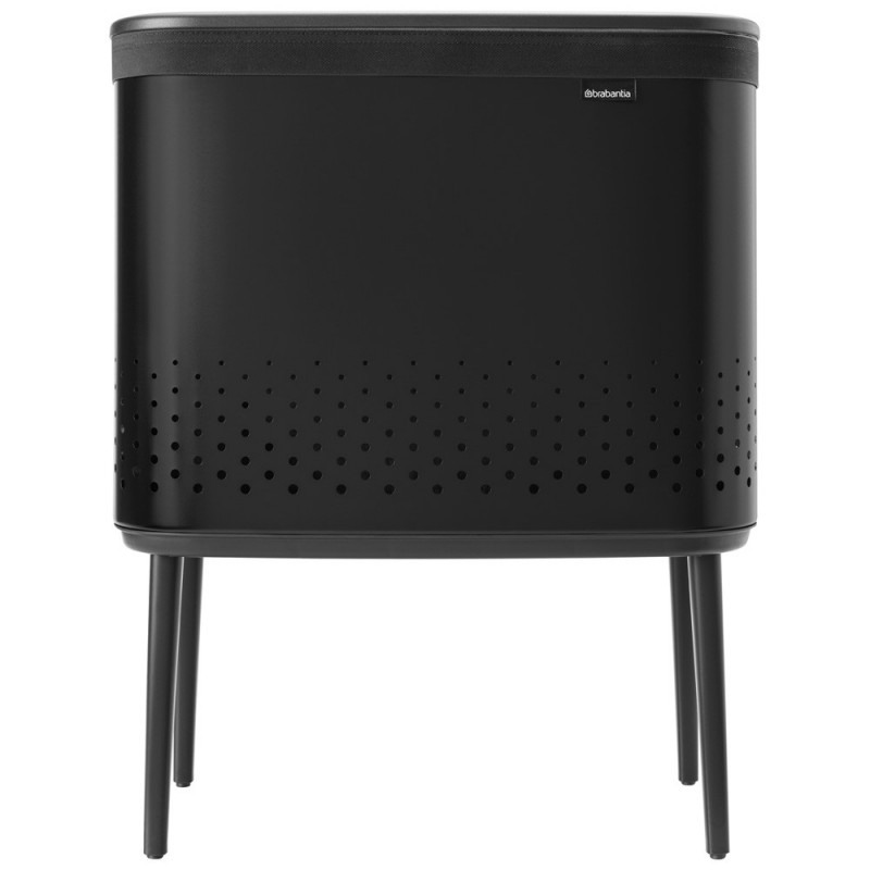 Кош за пране Brabantia Bo 1004175, 60 л, Пълнене без отваряне, Вентилационни отвори, Регулируеми крачета, Черен