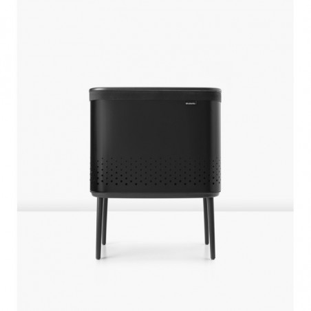 Кош за пране Brabantia Bo 1004175, 60 л, Пълнене без отваряне, Вентилационни отвори, Регулируеми крачета, Черен