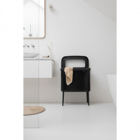 Кош за пране Brabantia Bo 1004175, 60 л, Пълнене без отваряне, Вентилационни отвори, Регулируеми крачета, Черен