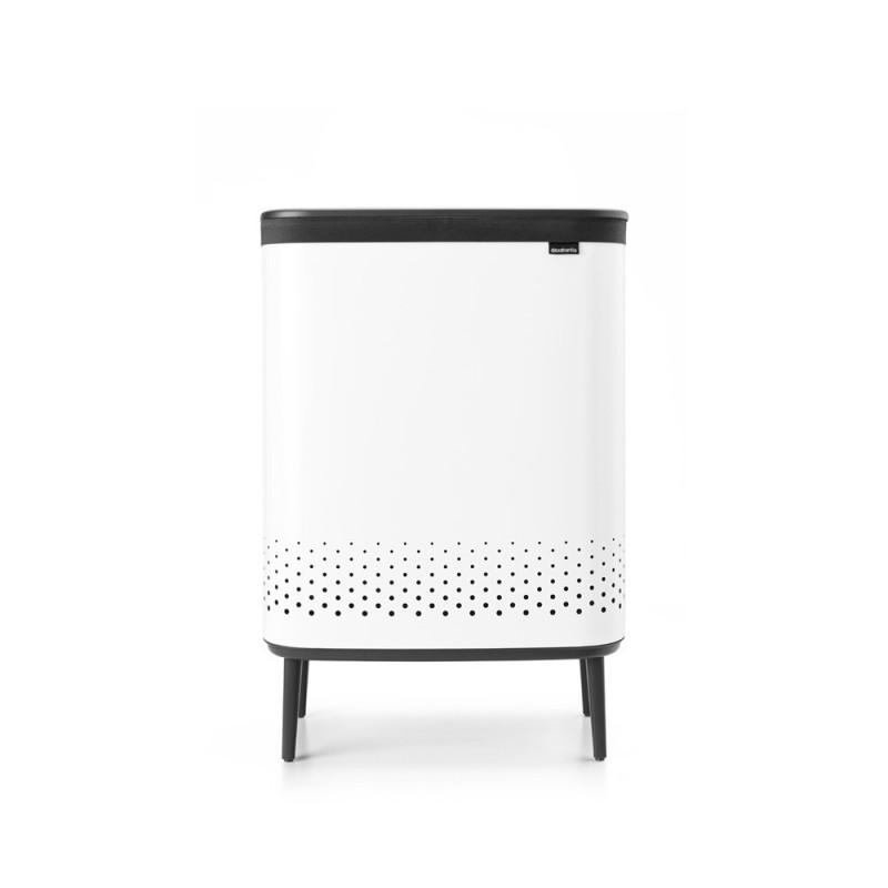 Кош за пране Brabantia Bo 1004176, 2x45 л, Пълнене без отваряне, Вентилационни отвори, Регулируеми крачета, Бял