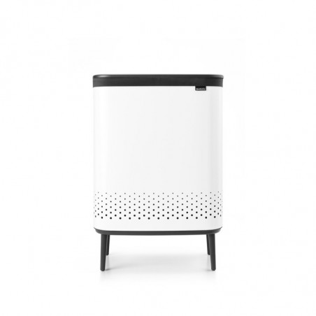Кош за пране Brabantia Bo 1004176, 2x45 л, Пълнене без отваряне, Вентилационни отвори, Регулируеми крачета, Бял