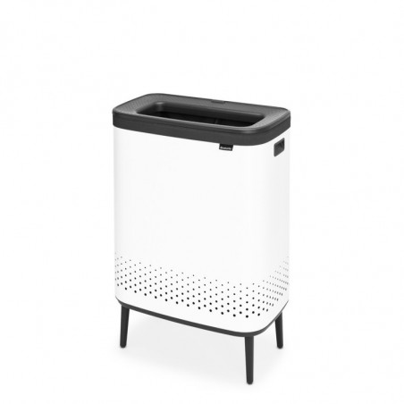 Кош за пране Brabantia Bo 1004176, 2x45 л, Пълнене без отваряне, Вентилационни отвори, Регулируеми крачета, Бял