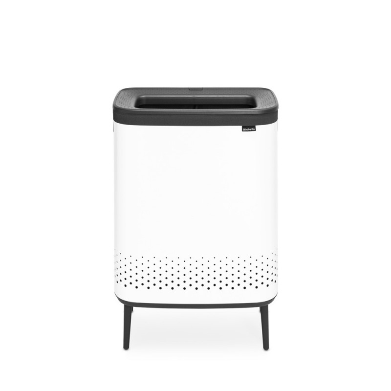 Кош за пране Brabantia Bo 1004176, 2x45 л, Пълнене без отваряне, Вентилационни отвори, Регулируеми крачета, Бял