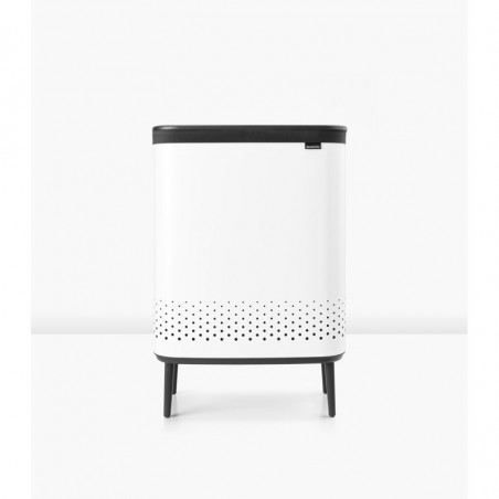 Кош за пране Brabantia Bo 1004176, 2x45 л, Пълнене без отваряне, Вентилационни отвори, Регулируеми крачета, Бял
