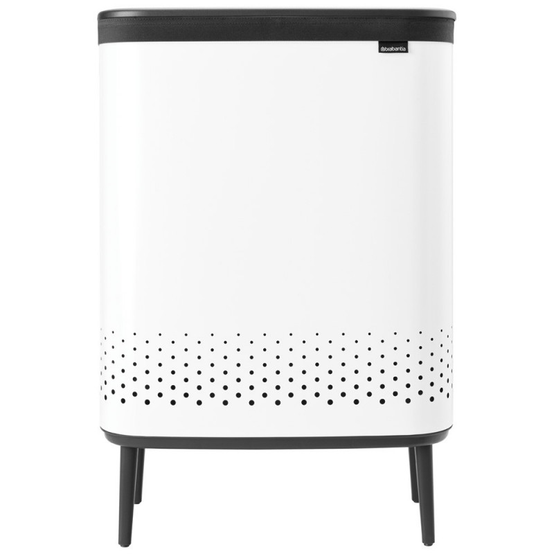 Кош за пране Brabantia Bo 1004176, 2x45 л, Пълнене без отваряне, Вентилационни отвори, Регулируеми крачета, Бял