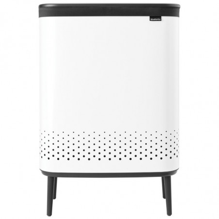 Кош за пране Brabantia Bo 1004176, 2x45 л, Пълнене без отваряне, Вентилационни отвори, Регулируеми крачета, Бял